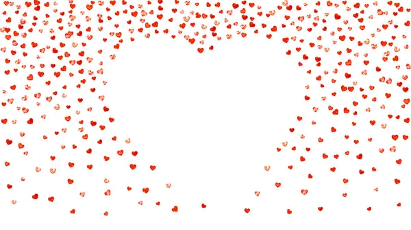 Valentýnské Srdce Červenými Třpytkami Jisker Února Vektorové Konfety Valentýna Grunge — Stockový vektor