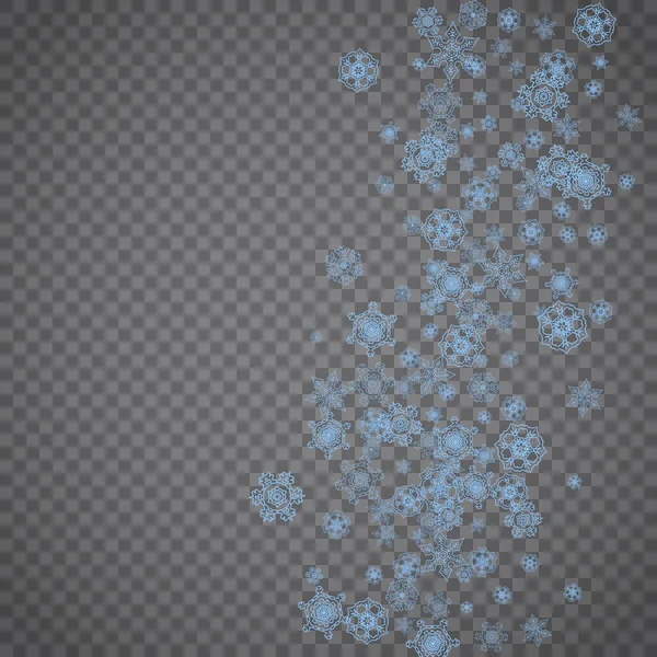 Cadre Flocons Neige Sur Fond Gris Transparent Joyeux Noël Bonne — Image vectorielle