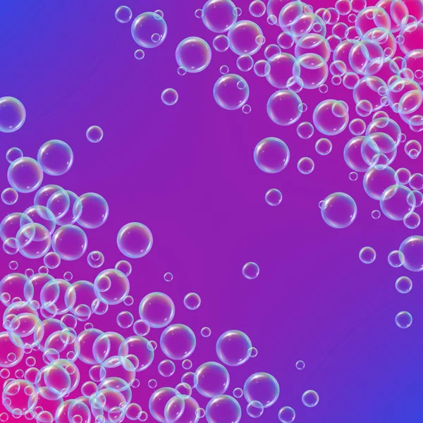 Cleaning Foam Gradient Background Realistic Water Bubbles Cool Rainbow Colored — Stock Vector