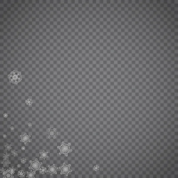 Isolated Snowflakes Transparent Grey Background Silver Glitter Snow Winter Sale — Stock Vector