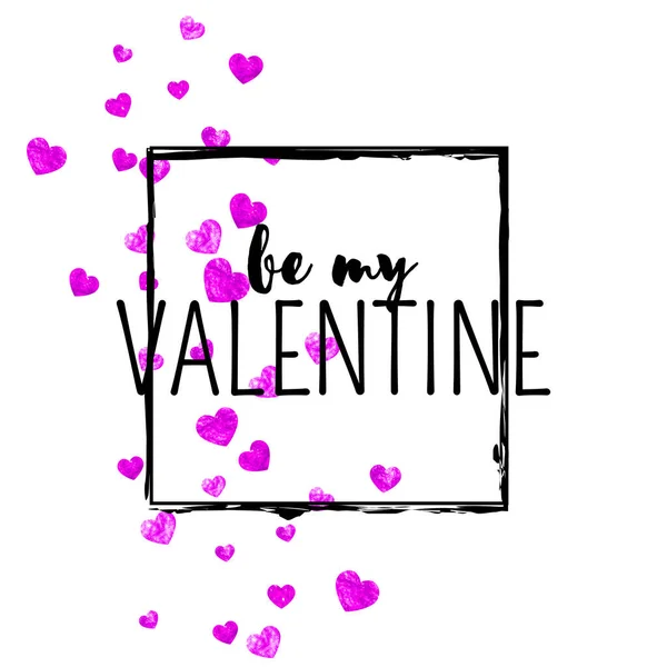 Valentijnskaart Met Roze Glitterhartjes Februari Vector Confetti Voor Valentijnskaart Sjabloon — Stockvector