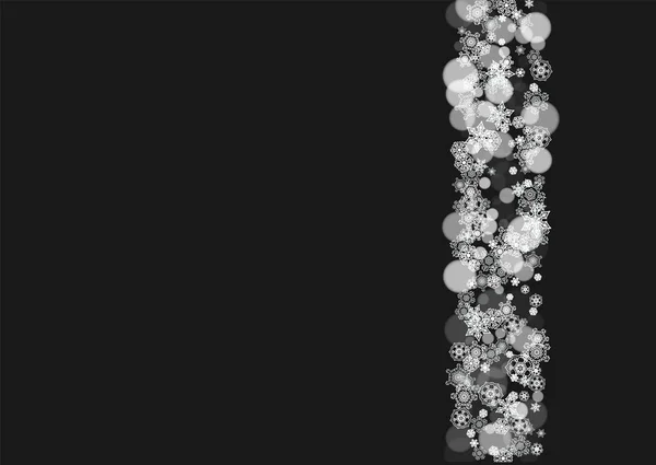 Новогодняя Рамка Холодными Снежинками Черном Горизонтальном Фоне Рождественские Новогодние Рамки — стоковый вектор