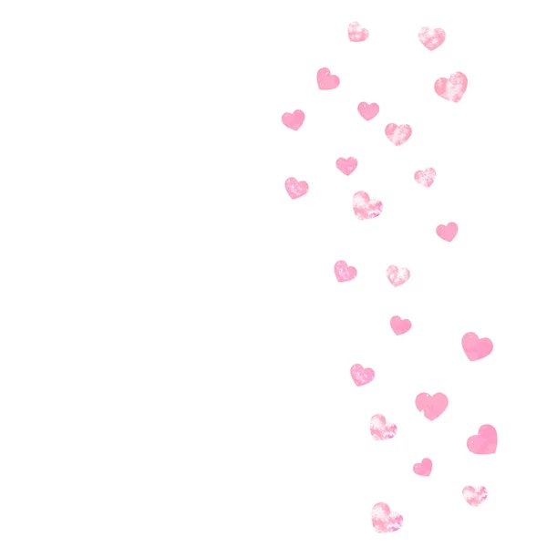 Glitter Confetti Rosa Com Corações Pano Fundo Isolado Lantejoulas Aleatórias —  Vetores de Stock