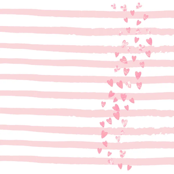 Roze Confetti Met Hartjes Roze Strepen Glanzende Willekeurige Lovertjes Met — Stockvector