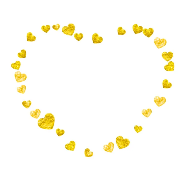 Cornice San Valentino Con Cuori Glitter Oro Febbraio Coriandoli Vettoriali — Vettoriale Stock