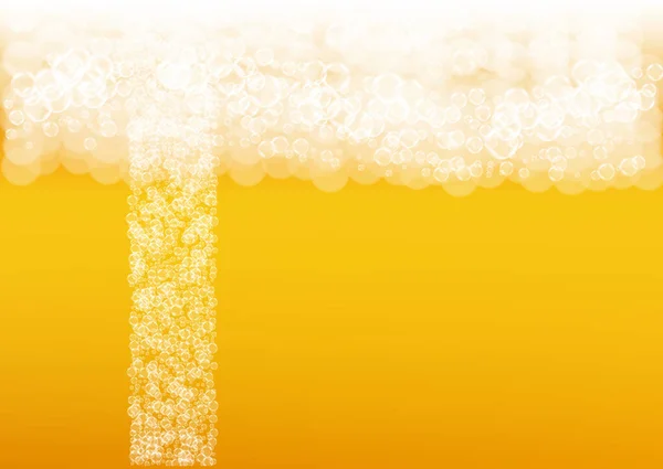 Oktoberfest背景 啤酒泡沫 牛皮纸喷溅 德国啤酒 带有现实的白色气泡 清凉的液体饮料为小菜菜单的概念 橘子杯 加龙涎香 — 图库矢量图片