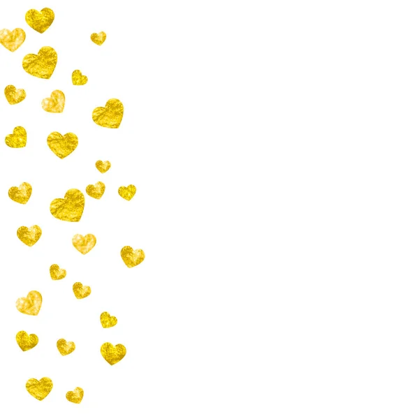 金の輝きの心を持つブライダル背景 バレンタインデー ベクトル コンフェッティ 手描きの質感 パーティーの招待状 小売オファー 広告のテーマが大好きです ハートのブライダル背景テンプレート — ストックベクタ