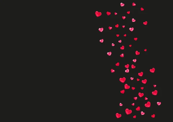 Valentine Background Red Glitter Hearts February 14Th Day Vector Confetti — Stock Vector