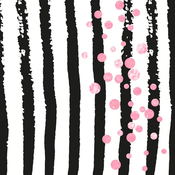 Lunares Brillo Rosa Confeti Rayas Negras Lentejuelas Caída Aleatoria Con — Vector de stock