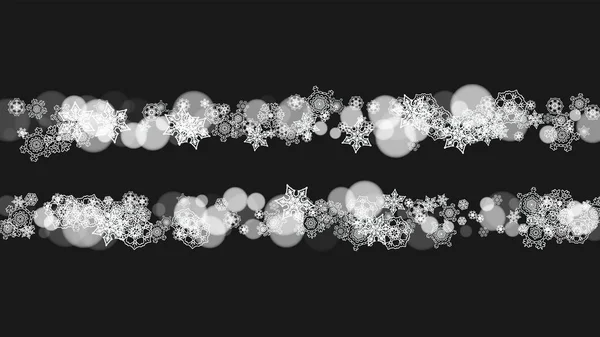 Новорічний Фон Білими Морозними Сніжинками Горизонтальний Снігопад Зимовий Новорічний Фон — стоковий вектор