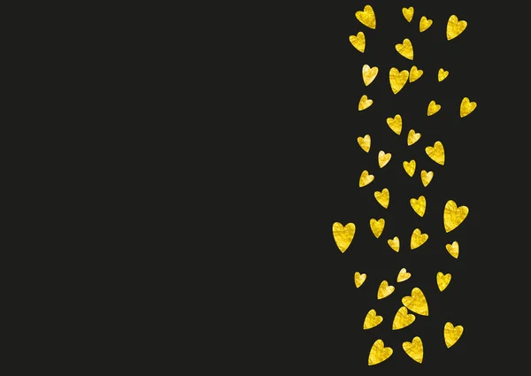 心脏边缘背景金光闪闪 情人节 向量Confetti 手绘纹理 — 图库矢量图片