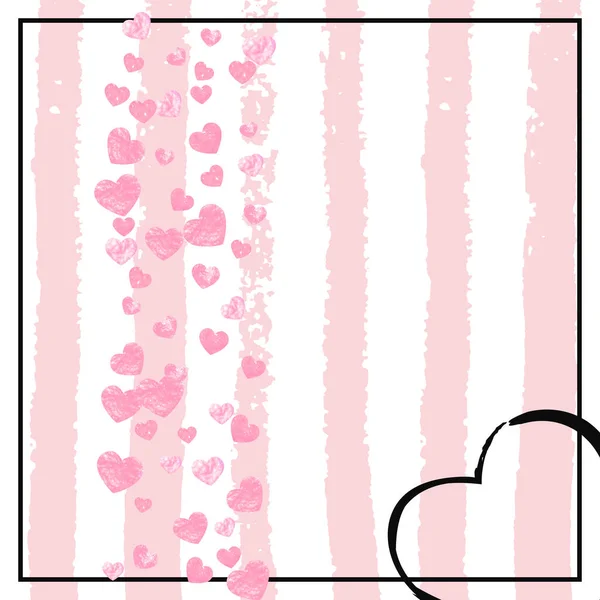 Свадебные Блестки Конфетти Сердечками Розовых Полосах Блестящие Блестки Блестками Блестками — стоковый вектор