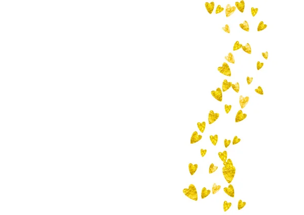 Srdeční Hranice Pozadí Zlatými Třpytkami Valentýn Vektorové Konfety Ručně Kreslená — Stockový vektor