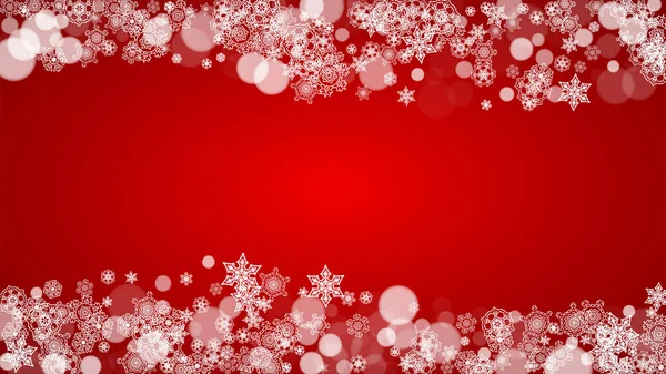 Copos Nieve Navideños Sobre Fondo Rojo Colores Santa Claus Marco — Vector de stock