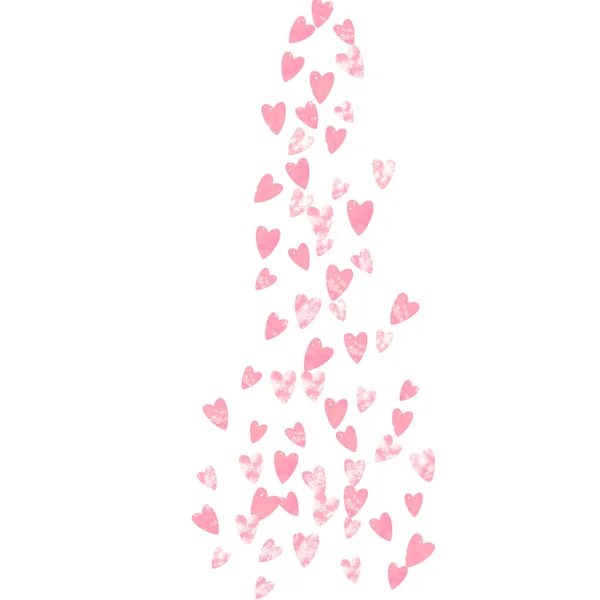 Pink Glitter Hearts Confetti Isolated Backdrop Shiny Falling Sequins Shimmer — Stock Vector