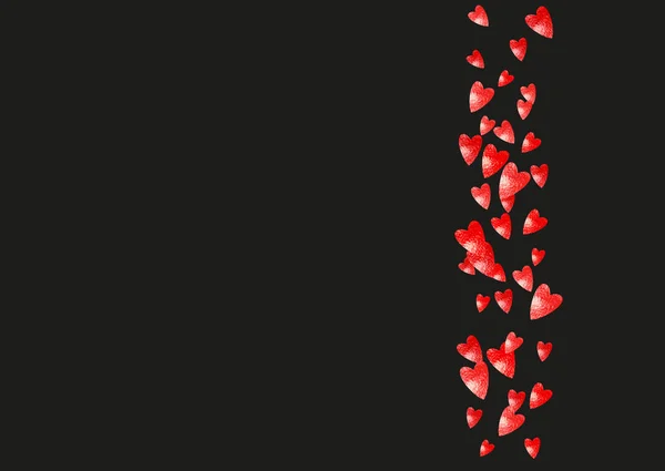 赤い輝きの心を持つバレンタインデーカード 2月14日 バレンタインデーカードテンプレート用ベクトルコンフェッティ 手描きの質感をグランジ バウチャー 特別なビジネス広告 バナーのための愛のテーマ — ストックベクタ