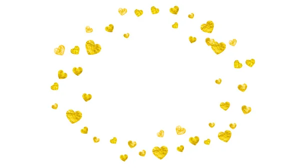 Heart Frame Background Gold Glitter Valentines Day Vector Confetti Hand — Stock Vector