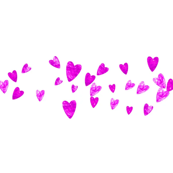 有粉色闪光的心的情人节背景 2月14日情人节背景模板的向量Confetti 手绘手绘纹理 派对邀请 零售和广告的主题 — 图库矢量图片