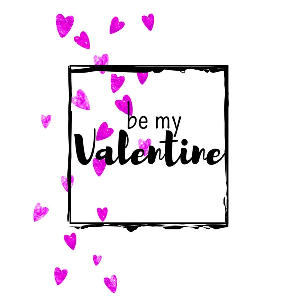 ピンクの輝きの心を持つバレンタインデーカード 2月14日 バレンタインデーカードテンプレート用ベクトルコンフェッティ 手描きの質感をグランジ チラシのテーマを愛し 特別なビジネスオファー プロモーション — ストックベクタ