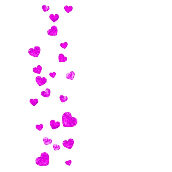 Corazón San Valentín Con Destellos Brillo Rosa Febrero Vector Confeti — Vector de stock