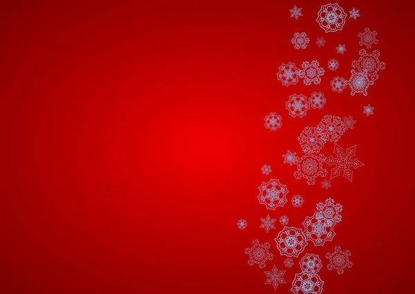 Moldura Natal Com Flocos Neve Fundo Vermelho Cores Pai Natal — Vetor de Stock