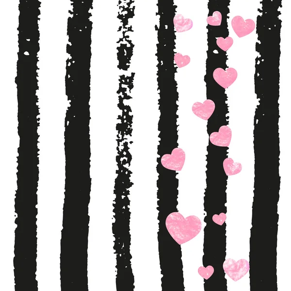 Wedding Glitter Confetti Hearts Pink Stripes Falling Sequins Glossy Sparkles — Stock Vector