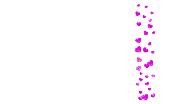 Heart Border Achtergrond Met Roze Glitter Valentijnsdag Vectorconfetti Handgetekende Textuur — Stockvector