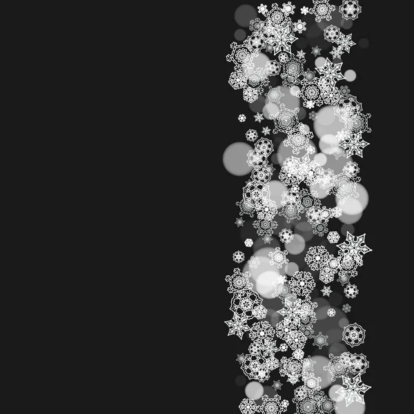 Flocons Neige Tombant Sur Fond Noir Joyeux Noël Bonne Année — Image vectorielle