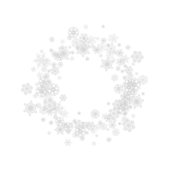 Snowflakes Falling White Background Merry Christmas Happy New Year Theme — Stock Vector