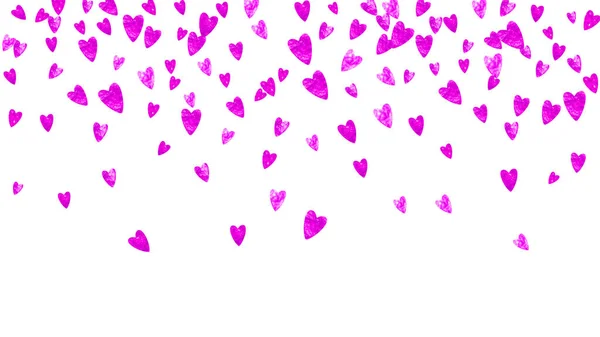 Herzrahmen Hintergrund Mit Rosa Glitzern Valentinstag Vektorkonfetti Handgezeichnete Textur Liebe — Stockvektor