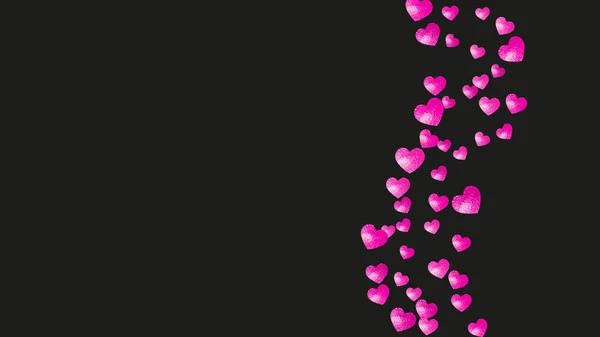 Valentýnské Přání Růžovými Třpytivými Srdci Února Vektorové Konfety Pro Šablonu — Stockový vektor