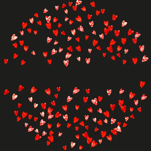 Heart Border Valentines Day Red Glitter February 14Th Day Vector — Stock Vector