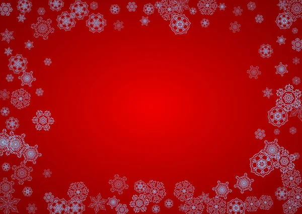 Rama Świąteczna Płatkami Śniegu Czerwonym Tle Kolory Świętego Mikołaja Pozioma — Wektor stockowy