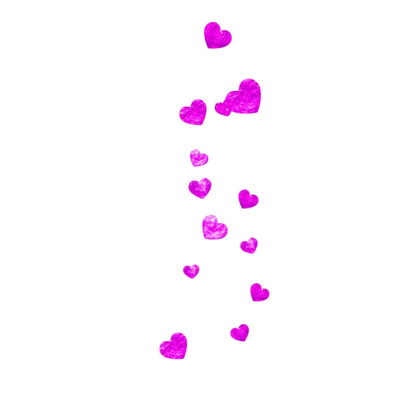 Valentijn Achtergrond Met Roze Glitter Hartjes Februari Dag Vector Confetti — Stockvector