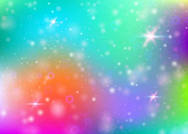Magische Achtergrond Met Regenboog Gaas Kleurrijke Universum Banner Prinses Kleuren — Stockvector