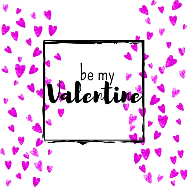 Valentijnskaart Met Roze Glitterhartjes Februari Vector Confetti Voor Valentijnskaart Sjabloon — Stockvector