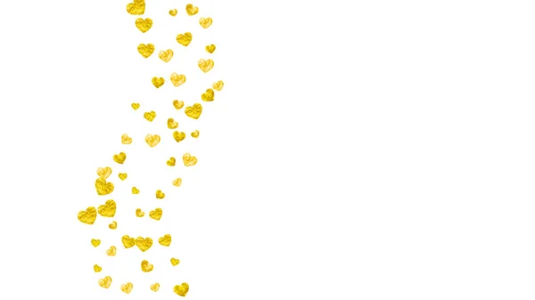 Серце Конфітті Фону Золотим Блиском День Святого Валентина Векторна Рамка — стоковий вектор