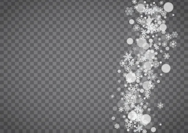 Flocons Neige Isolés Sur Fond Gris Transparent Vente Hiver Conception — Image vectorielle