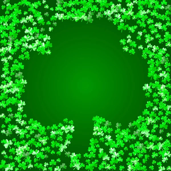 Kleeblatt Hintergrund Zum Patricks Day Glückliches Kleeblatt Konfetti Glitzernder Rahmen — Stockvektor