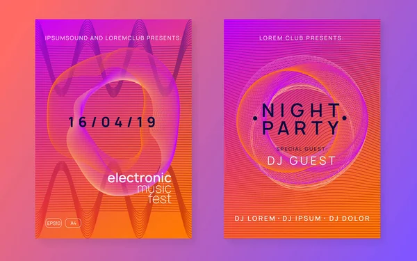 Neon club flyer. Electro dance music. Trance party dj. Electroni — Stock Vector