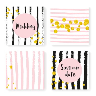 Parlak Altın Konfeti. Siyah Minimum Boyama.