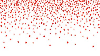 Kırmızı parıltılı sevgililer günü kalbi. 14 Şubat günü. Sevgililer günü kalp şablonu için vektör konfetisi. Grunge el çizimi dokusu. İlan için aşk teması, özel iş teklifi, tanıtım.