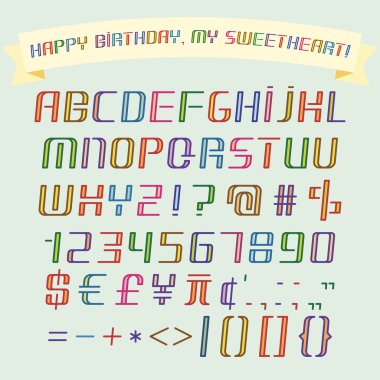 Alfabe, sayı, noktalama işaretleri kümesi ve komik afiş isolat