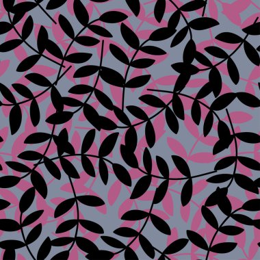 Seamless decorative background with branches and leaves. Print. Cloth design, wallpaper.