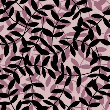 Seamless decorative background with branches and leaves. Print. Cloth design, wallpaper.