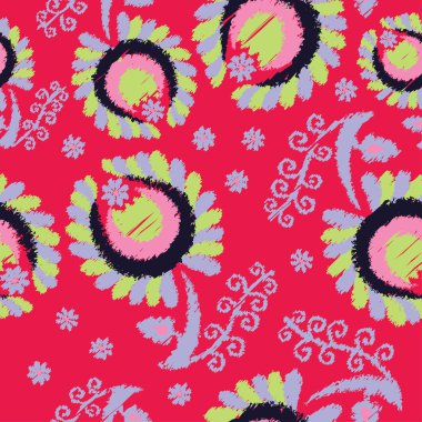 Ethnic boho seamless pattern with flowers. Print. Repeating background. Print. Cloth design, wallpaper.