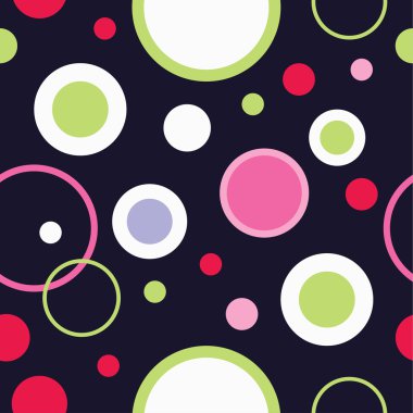 Seamless vector decorative background with circles, buttons and polka dots. Print. Cloth design, wallpaper. clipart