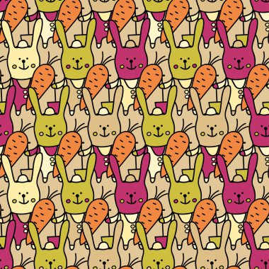 Seamless vector background with decorative rabbits. Print. Cloth design, wallpaper. clipart