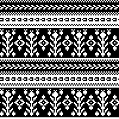 Kesintisiz piksel siyah beyaz desenler. Yazdırma. Kumaş tasarımı, duvar kağıdı.