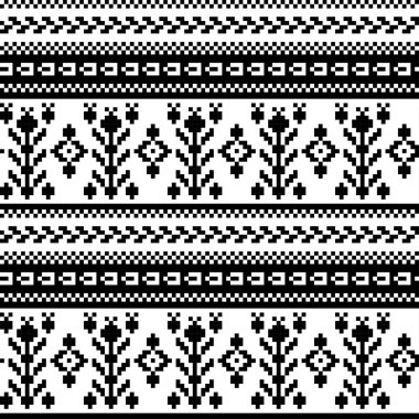 Kesintisiz piksel siyah beyaz desenler. Yazdırma. Kumaş tasarımı, duvar kağıdı.